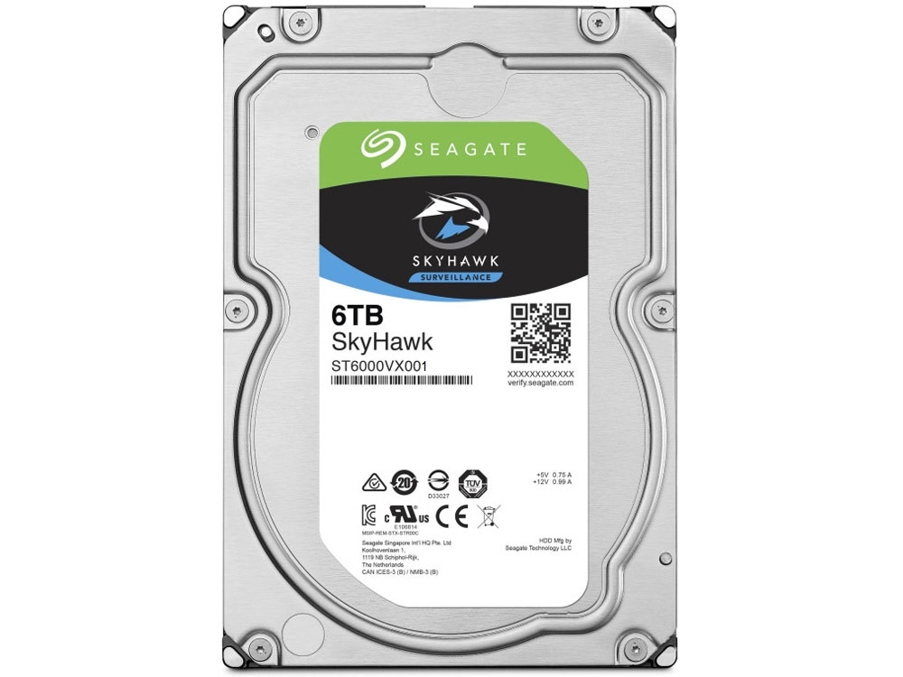 Seagate - ST6000VX001 - HDD 6TB SATA 7.2k SkyHawk Surveillance 3.5", 6Gb/s 256M Cache. (MOI-SSD Approved, 1-Year Standard Warranty).