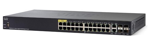 CISCO - SG350-28P-K9-UK - 28-Port Gigabit POE Managed Switch, 24 x 10/100/1000 (PoE+, 4 support 60W PoE) + 2 x Combo (Gigabit Copper / SFP) + 2 SFP ports, 195 Watt.