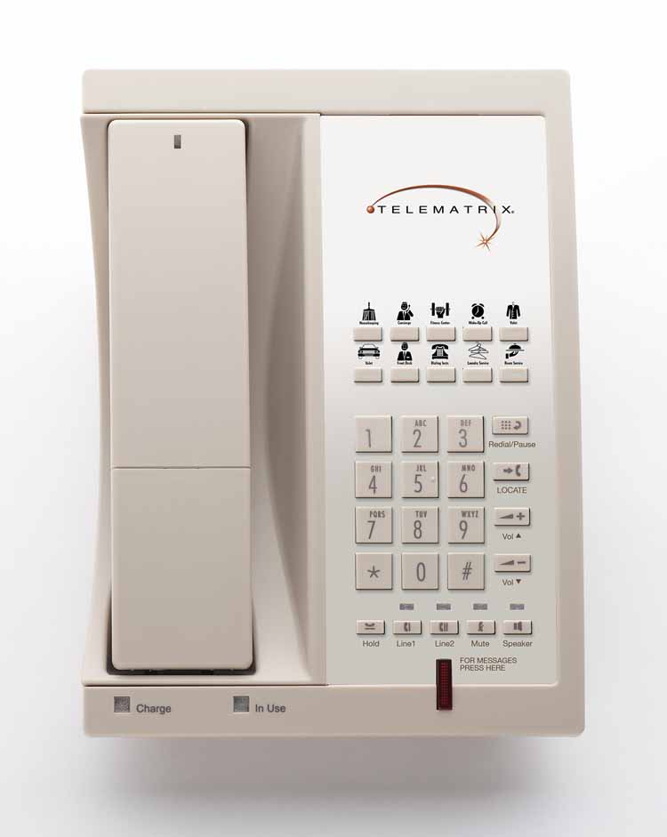 Cetis - 98359IP - Telematrix 9602IP-MWD, 2 Line, SIP Cordless IP DECT hospitality Phone, 10 Memory with Speaker, Data port & Patented One Touch Voice Mail Retrieval RED button, 1.8Ghz, POE, Light Ash.