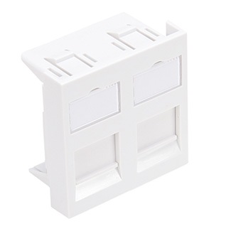 Leviton - LI145-2W2 - Bezel Adapter French Style 45x45mm, Dual-Port Keystone, Flat, White.