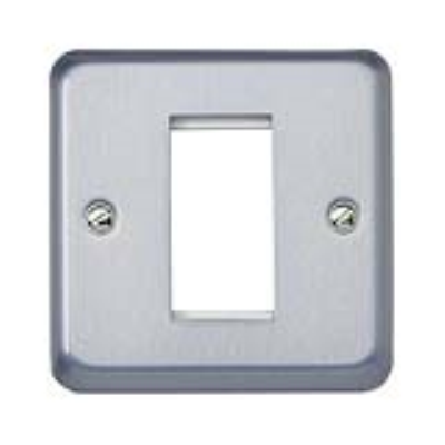 MK - K181BRC - Euro Frontplate / Faceplate 86x86mm 1 Gang accepts 1 UK-Type adapter, (25x50mm aperture), Brushed Chrome.