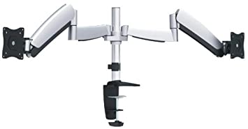 320-C14-C024 - Ergotech - Dual Monitor Desk Mount, Includes two aluminum articulating arms for monitors up to 24 inches, 0-19.8 lbs. Weight Capacity per Arm, VESA compatible 75x75, 100x100, Silver
