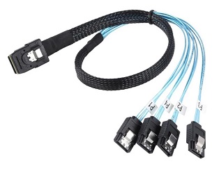 SFF-8087 - 2x Nos Cable Mini-SAS SFF-8087 36-Pin to 4x SATA 7-Pin Female, 0.5 Mtr 6Gb with Brackets for SAS & HBA RAID Cards.