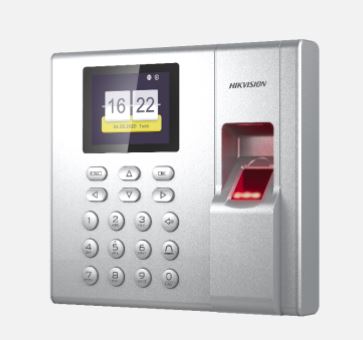 Hikvision - DS-K1T8003MF - 2.4-inch LCD Display  Fingerprint Access Control Terminal, Built-in Mifare card reading module, Communication: TCP/IP, Support Access Control and Time Attendance Function, Silver (1 Year Standard Warranty).