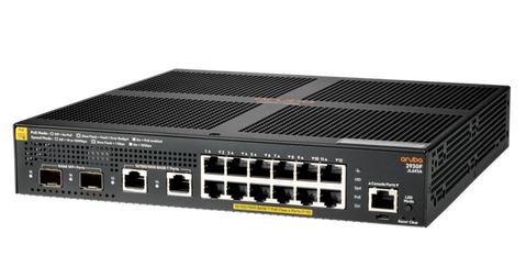 HP - JL693A - Aruba 2930F 16-port Access Switch with 12x 10/100/1000 PoE+ ports + 2x 10G SFP + 2x 1GBASE-T ports for uplink connectivity. PoE+ is supported with a power budget of 139 Watts.