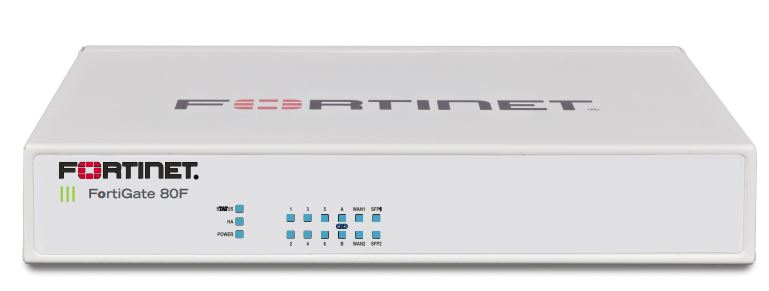 FORTINET - FG-80F-BDL-950-12 - FortiGate-80F Hardware plus 1-Year 24x7 FortiCare and FortiGuard Unified Threat Protection (UTP). Interface : 8 x GE RJ45 ports, 2 x RJ45/SFP shared media WAN ports.
