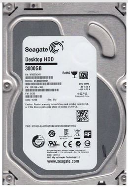 Seagate - ST3000DM001 - HDD 3TB SATA 7.2k Desktop, 3.5", 6Gb/s 64M Cache.
