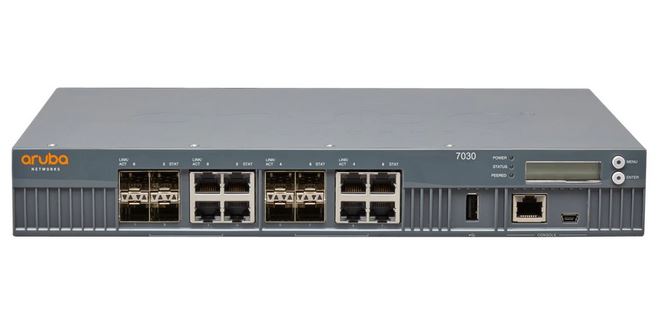 HP - JW686A - Aruba HPE 7030 (RW) Controller, 64 AP, Network management device, GigE, 1U rack mountable, 8x Dual Personality Ports 10/100/1000BASE-T or 1GBASE-X SFP.
