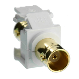 Leviton - 40832-0BW or 40832-BW - BNC Feedthrough QuickPort®, Keystone, Nickel-Plated, White.