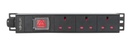 YOSUN - YS1003-K-UK - 1U 3WAY Mini PDU, UK outlets, 13A, 220~250V, with switch, Black Aluminium housing, W267.5mm x D44.8mm x H45mm, BS plug with 2mtr power cable.
