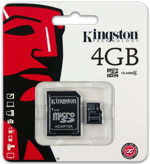 Kingston - SDC4/4GB - 4 GB microSDHC Class 4 Flash Memory Card with adapter SDC4/4GB.