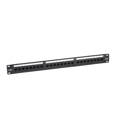 Schneider Digilink - DCEPP24UKY1U - Patch Panel 24-Port Cat5e UTP 19" 1U, Loaded, Black.