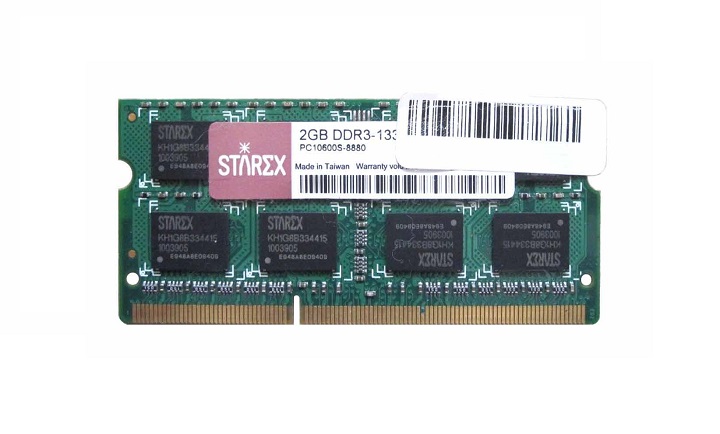 Starex - STH200SO0824-1333A - Memory 2G (1x2GB), PC3-10600S (DDR3-1333) 128x8 SO-DIMM  CL8 204-pin.