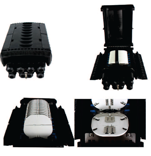 NetX - 14F12301M 5A-B - IP68 Horizontal Fiber Optic Splice Closures - Mechanical Sealing 144 core, 12-Splices trays, 24Core/tray, Dimension 395(H) × 245(W ) × 130(D)mm, -40 to 65 °C, IP68, IK10.