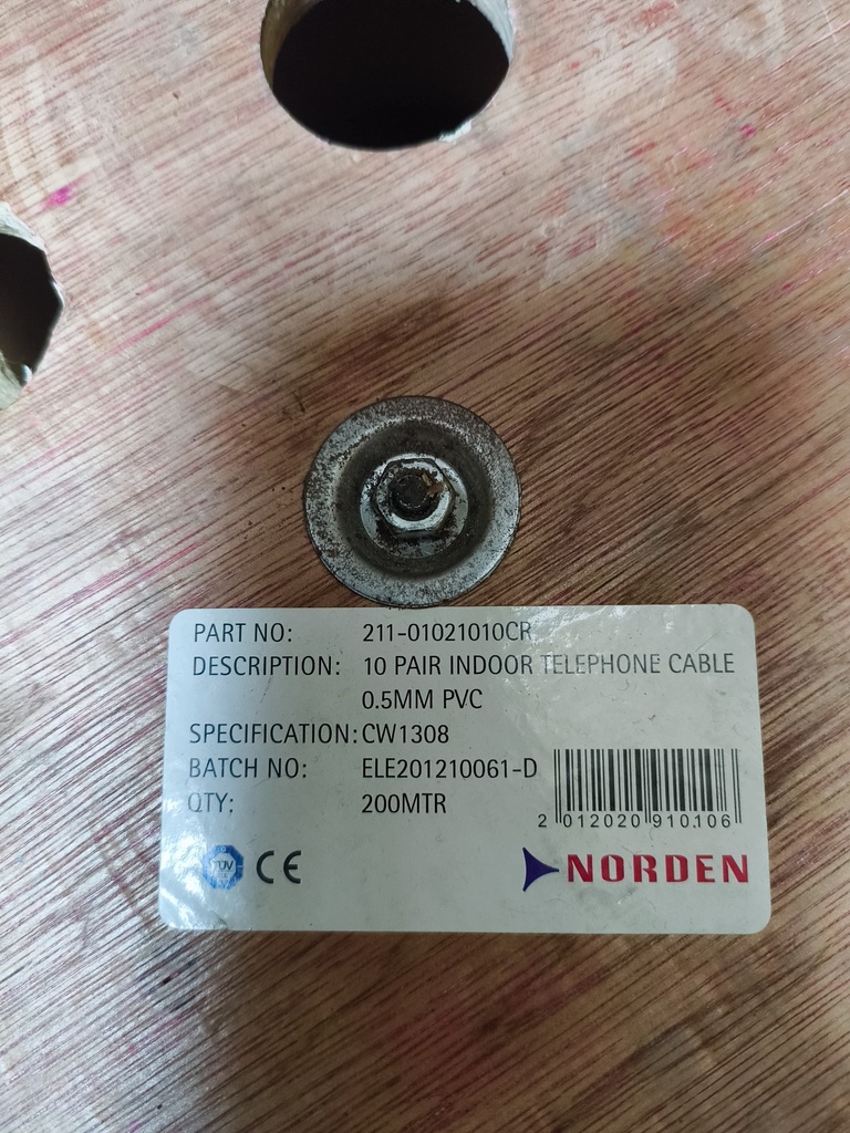 NORDEN - 211-01021010CR - 10 Pair 0.5mm Indoor CW 1308 Telephone Cable PVC, Roll/200MTR