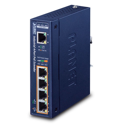 Planet - IPOE-E174 - Industrial PoE Extender 1 Port PoE++ to 4 Ports PoE 10/100/1000Mbps.