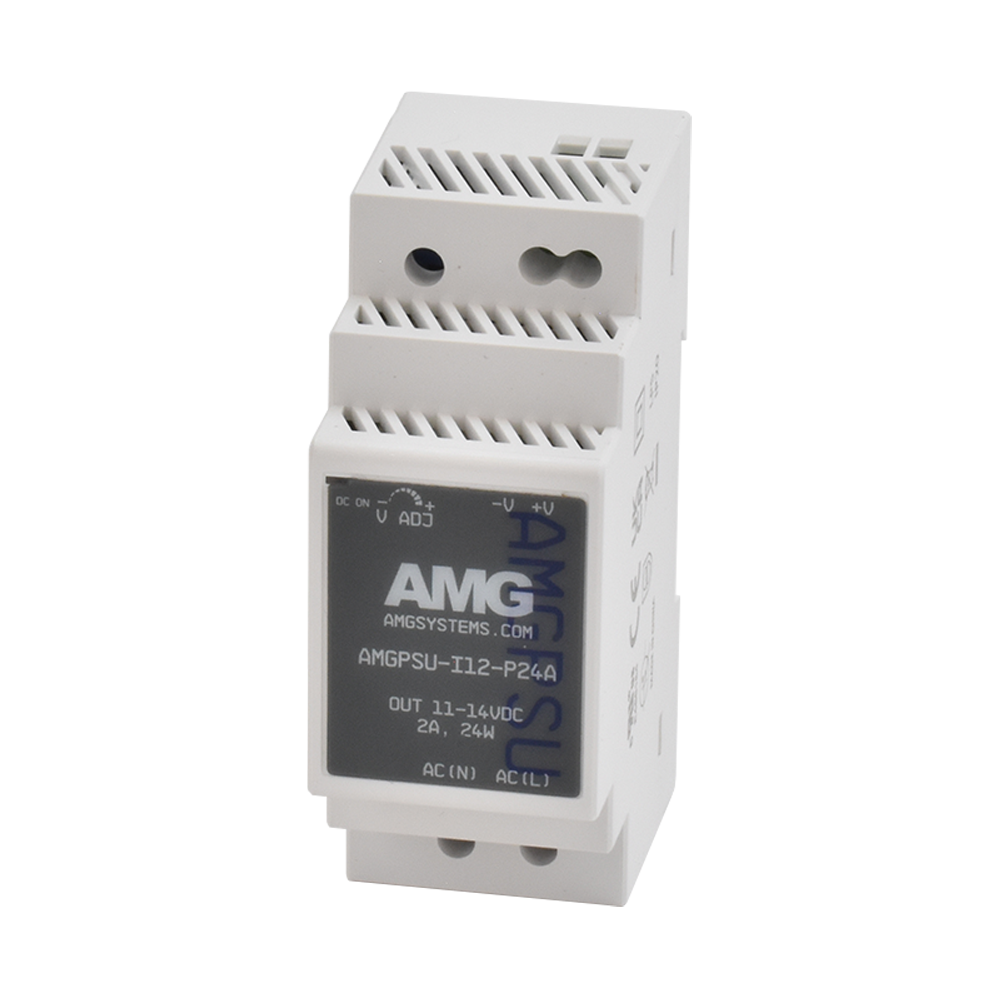 AMG - AMGPSU-I12-P24A - Industrial PSU 12 VDC 24W (2A) DIN Rail Mounting-40°C to +70°C Adjustable 11-14 VDC.