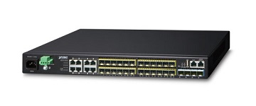 Planet - XGS3-24242 - Stackable Managed Switch Layer 3 24-Port 100/1000X SFP + 8-Port Shared TP + 4-Port 10G SFP+ (100~240V AC, 36-75V DC).