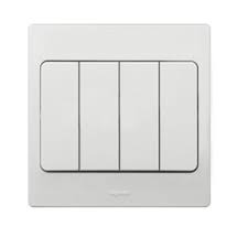 Legrand - 281007 - Mallia™ Single pole switch 4-Gang 1-Way 10A White.
