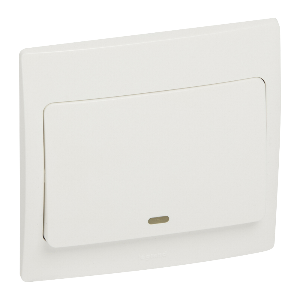 Legrand - 281061 - Mallia™ Double pole switch Earth link with Red LED C/W 20A 1-Gang 1-Way White.