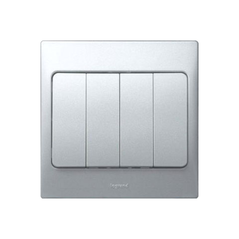 Legrand - 281207 - Mallia™ single pole switch 10A 250V 4-Gang 2-Way Silver.