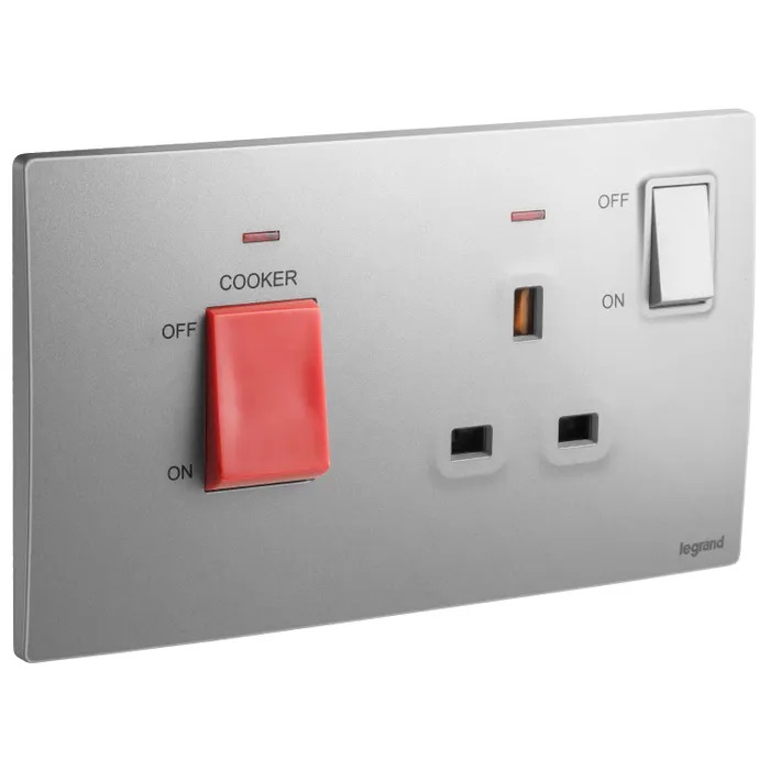 Legrand - 281275 - Mallia™ Cooker Unit 45A Silver.