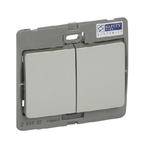 Legrand - 283003 - Mallia™ Single pole switch 2-Gang 2-Way 10A Silver.