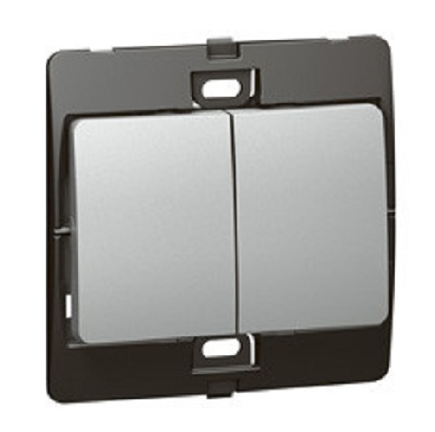 Legrand - 283053 - Mallia™ Single pole illuminated switch 2-Gang 2-Way 20A Silver.