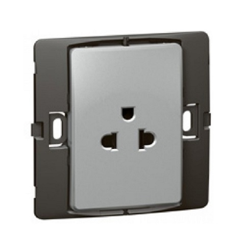 Legrand - 283103 - Mallia™ Euro/US Standard Single Socket 1-Gang 10A 250V 2P+E Silver.