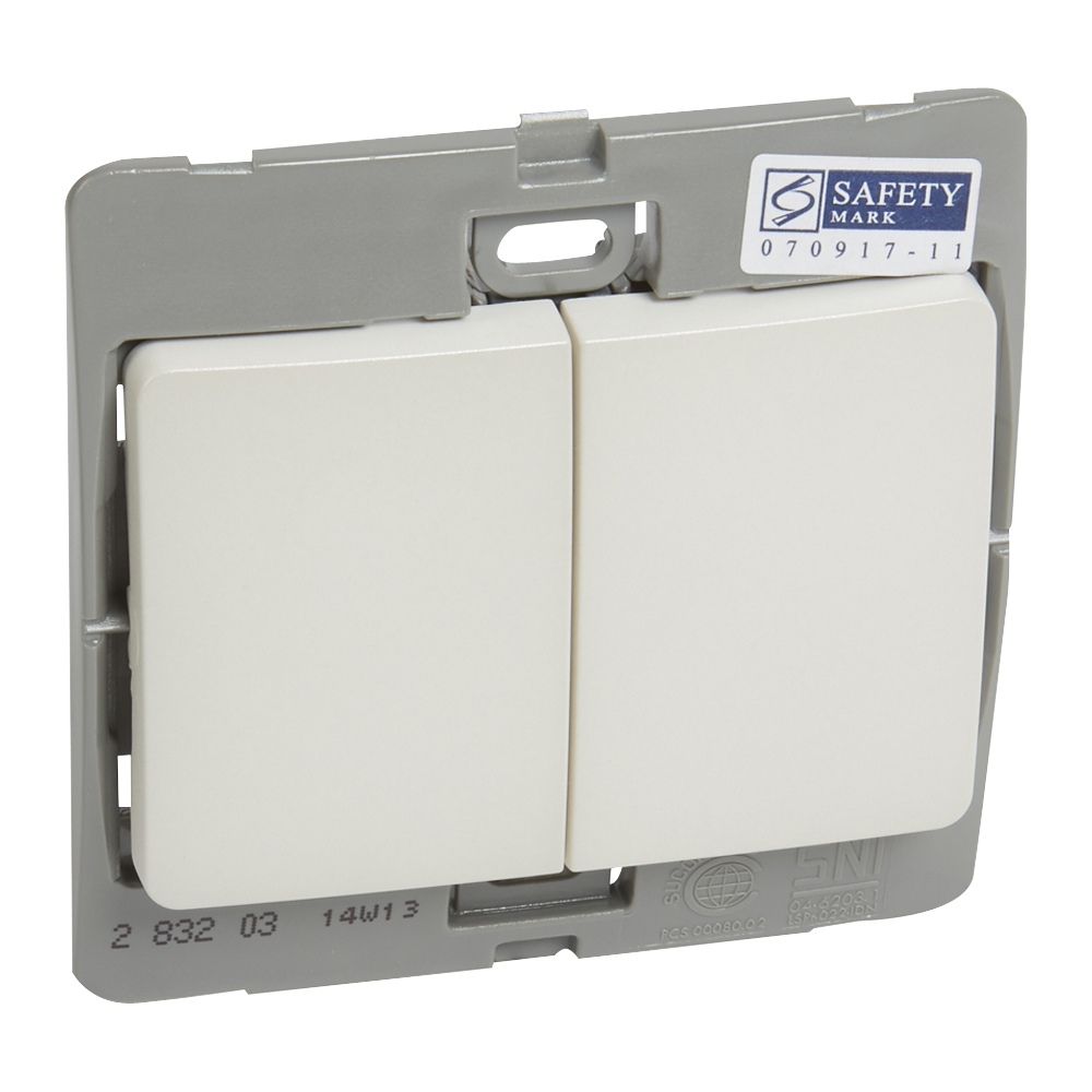 Legrand - 283203 - Mallia Single pole switch - 2 gang - 2 way - 10 AX - Pearl