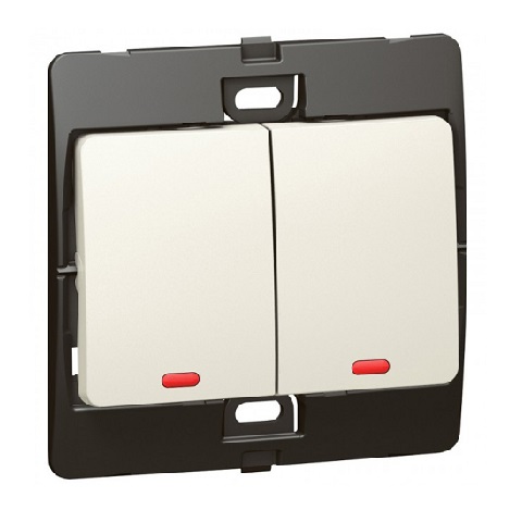 Legrand - 283213 - Mallia™ Single pole illuminated switch 2-Gang 2-Way 10A Pearl.