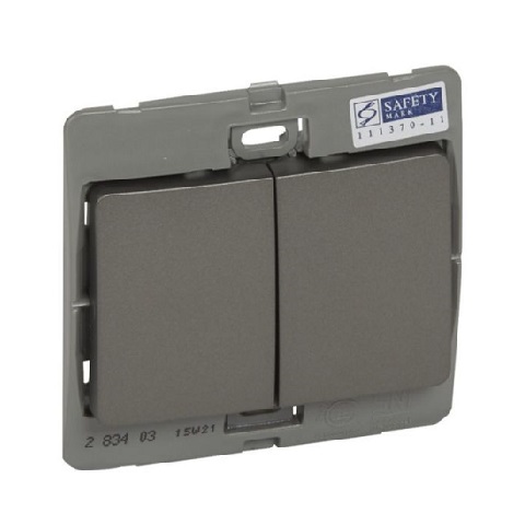 Legrand - 283403 - Mallia™ Single pole switch 2-Gang 2-Way 10A 250V Dark Silver.