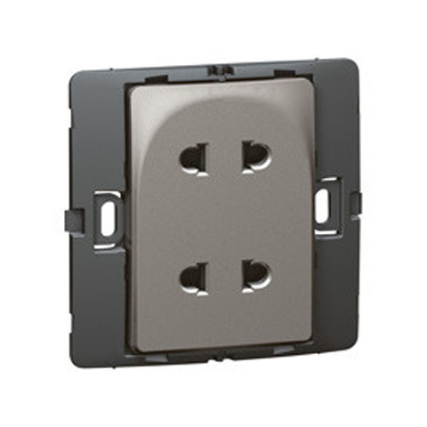Legrand - 283502 - Mallia™ EU/US Standard Double Socket switch 2-P 2-Gang 10A-16A 250V Dark Silver.