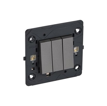 Legrand - 572561 - Arteor™ 3-Gang 2-Way 20A Switch Square Magnesium Grey Plastic.