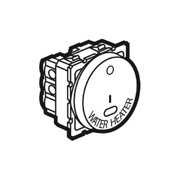 Legrand - 573178 - Arteor 1-Way Double Pole switch w/ Red indicator & "WATER HEATER" marking 20A 2 Module White.