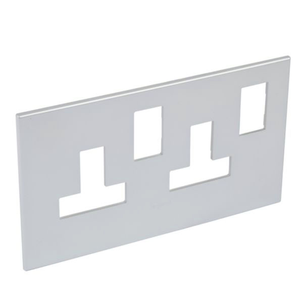 Legrand - 575101 - Arteor™ Plate British Standard Square for 13A Twin switched socket 2-Gang Neutral Pearl Alu.