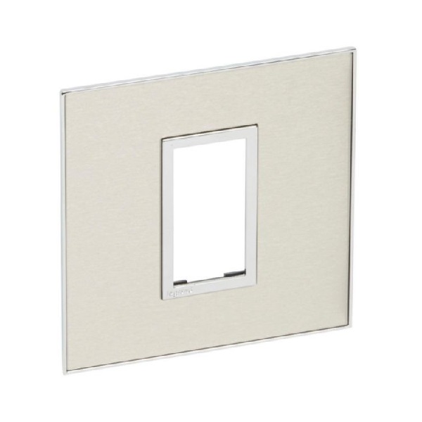 Legrand - 575206 - Arteor™ Plate British standard square, 1 Module / 1-Gang Flush Mount Brushed Metal Stainless Steel style.