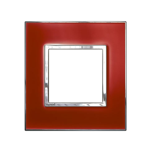 Legrand - 576126 - Arteor™ Plate British Standard for Square 2 Module & 1.2" touch screen 1-Gang Mirror Red.