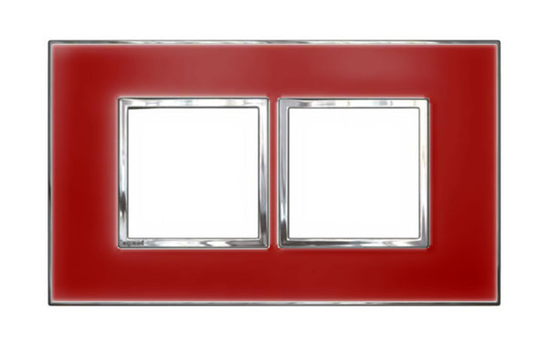 Legrand - 576146 - Arteor™ Plate British Standard for Square 2x2 Module 2-Gang Mirror Red.