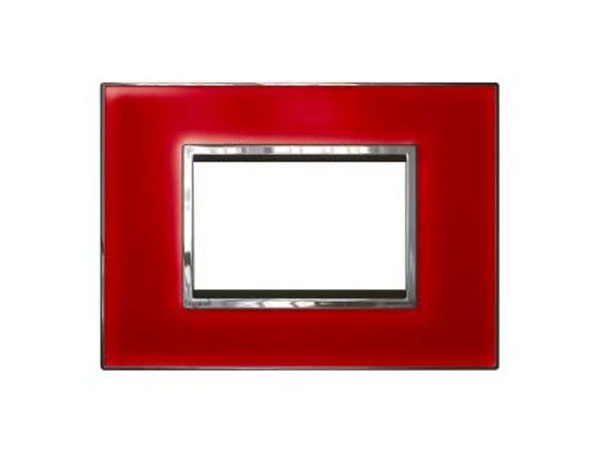 Legrand - 576166 - Arteor™ Plate British Standard Square 3 Module 2-Gang Mirror Red.
