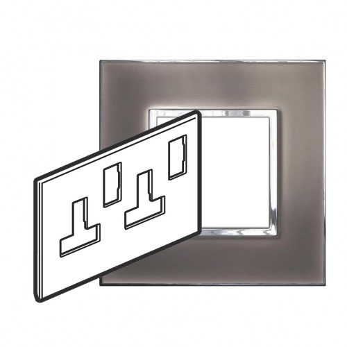 Legrand - 576205 - Arteor™ Plate British Standard Square for 13A Twin switched socket 2-Gang Mirror Taupe.