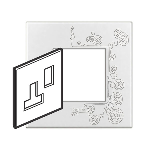 Legrand - 576218 - Arteor™ Plate British Standard Square for 13A switched socket 1-Gang Tattoo Edition 1.
