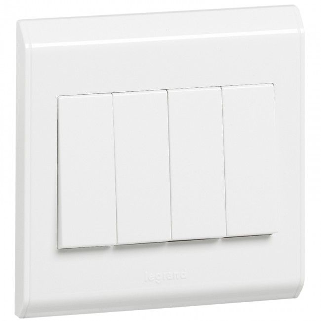 Legrand - 617006 - ingle pole switch Belanko - 4 gang - 1-way - 10 AX 250 V~ - large rocker