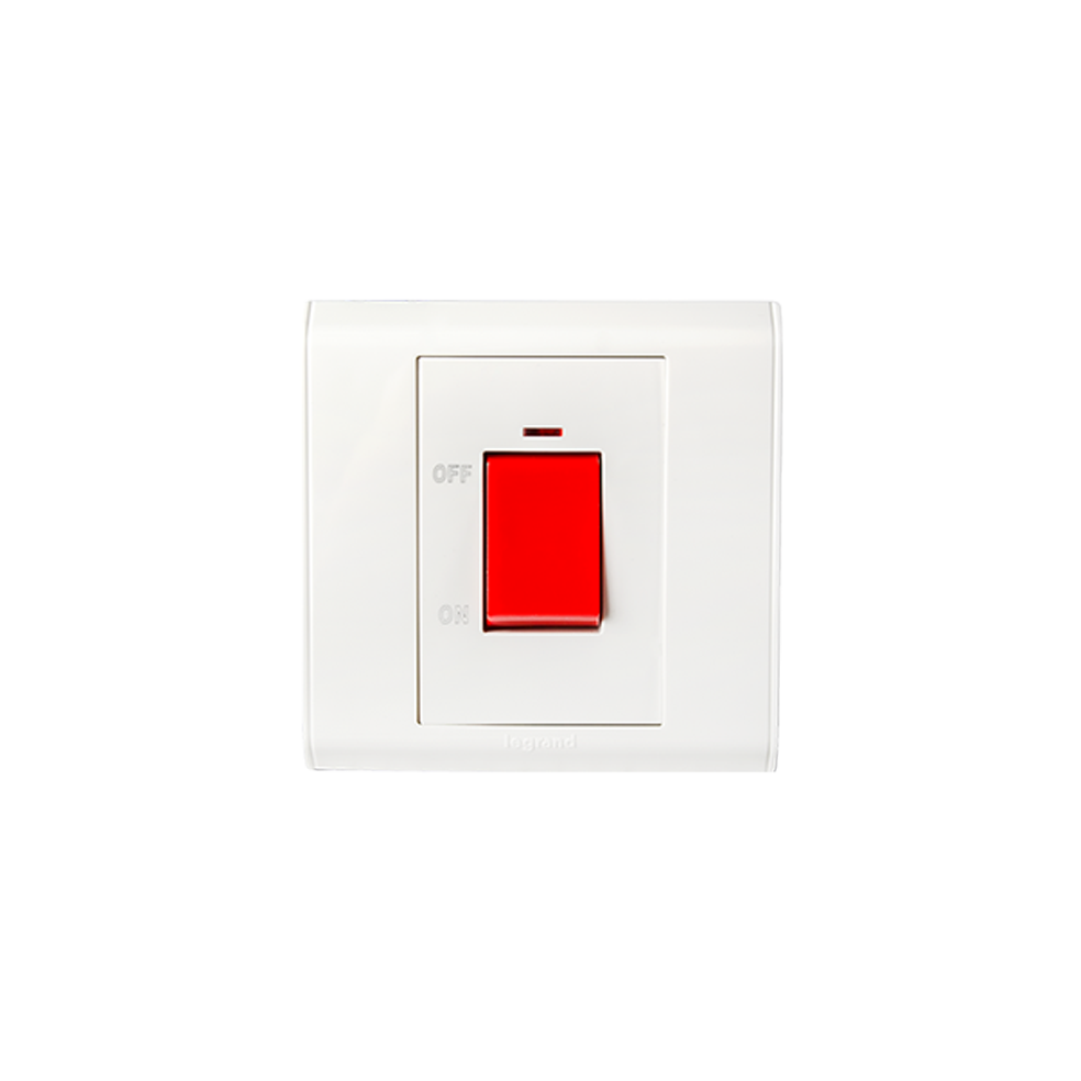 Legrand - 617076 - DP switch Belanko - 1 way switch + neon - 1 gang - 45 A - 250 V~