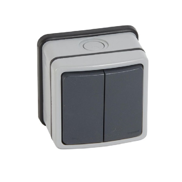 Legrand - 684604 - Plexo™ IP66 Surface Mount Single pole Switch 20A 2-Gang 2-Way White.