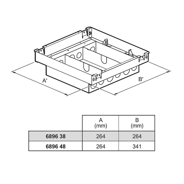 Legrand - 689638 - Raised floor full backbox for 3-Compartments Lid & Trim.