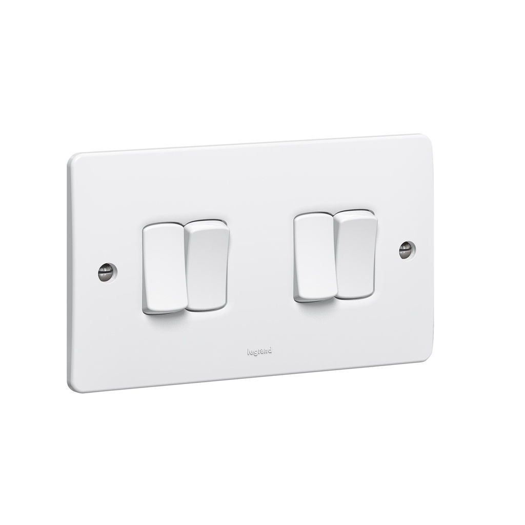 Legrand - 730004 - Synergy™ - Single pole switch - 4 gang - 2 way - 10 AX 250 V~ - White