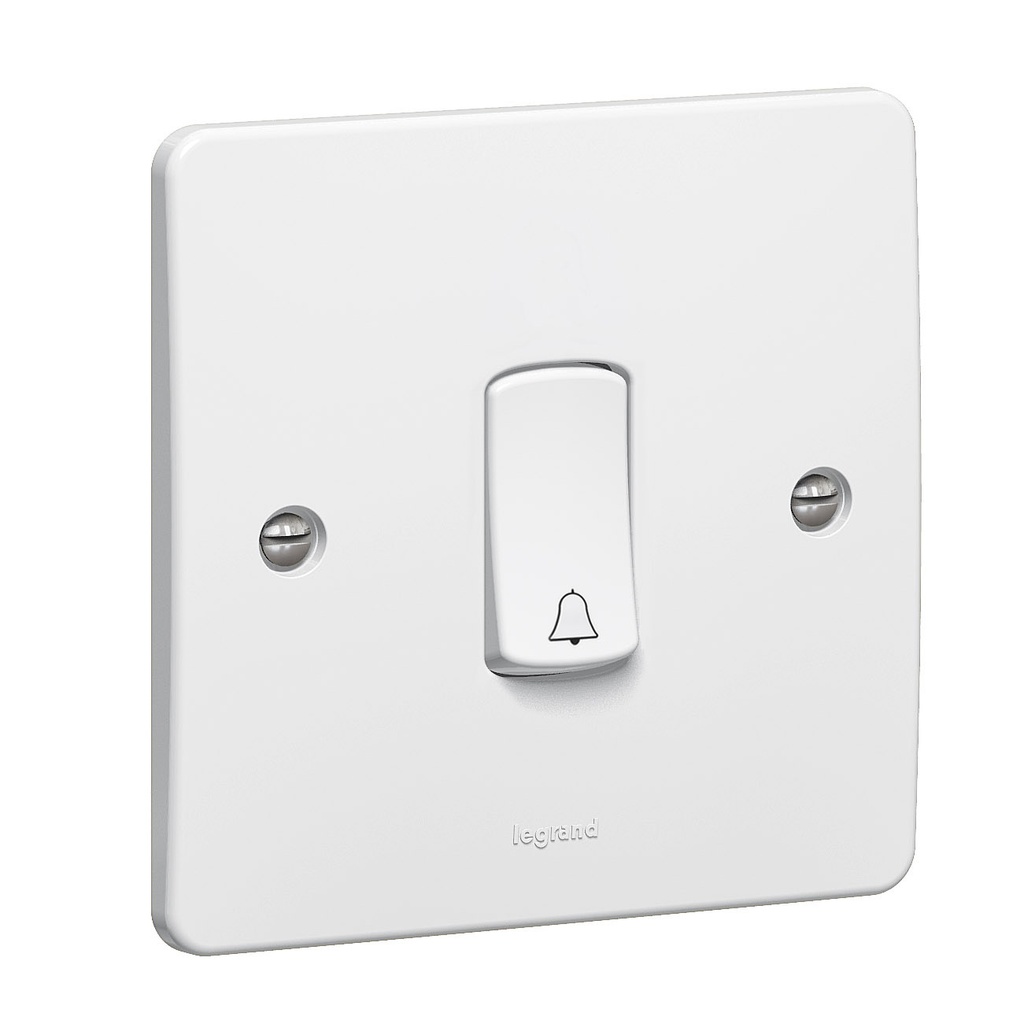 Legrand - 730107 - Synergy™ - Single push switch - 1 gang - 2 way bell symbol - 10 AX 250 V~ - White