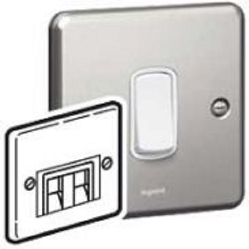 Legrand - 733057 - Synergy™ Data Outlet RJ45 Double Silver - Brushed Stainless Steel.