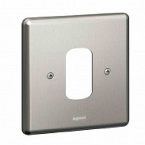 Legrand - 733191 - Synergy Front plate 1-Gang 1-Module Small Switch Plate - Brushed Stainless Steel.